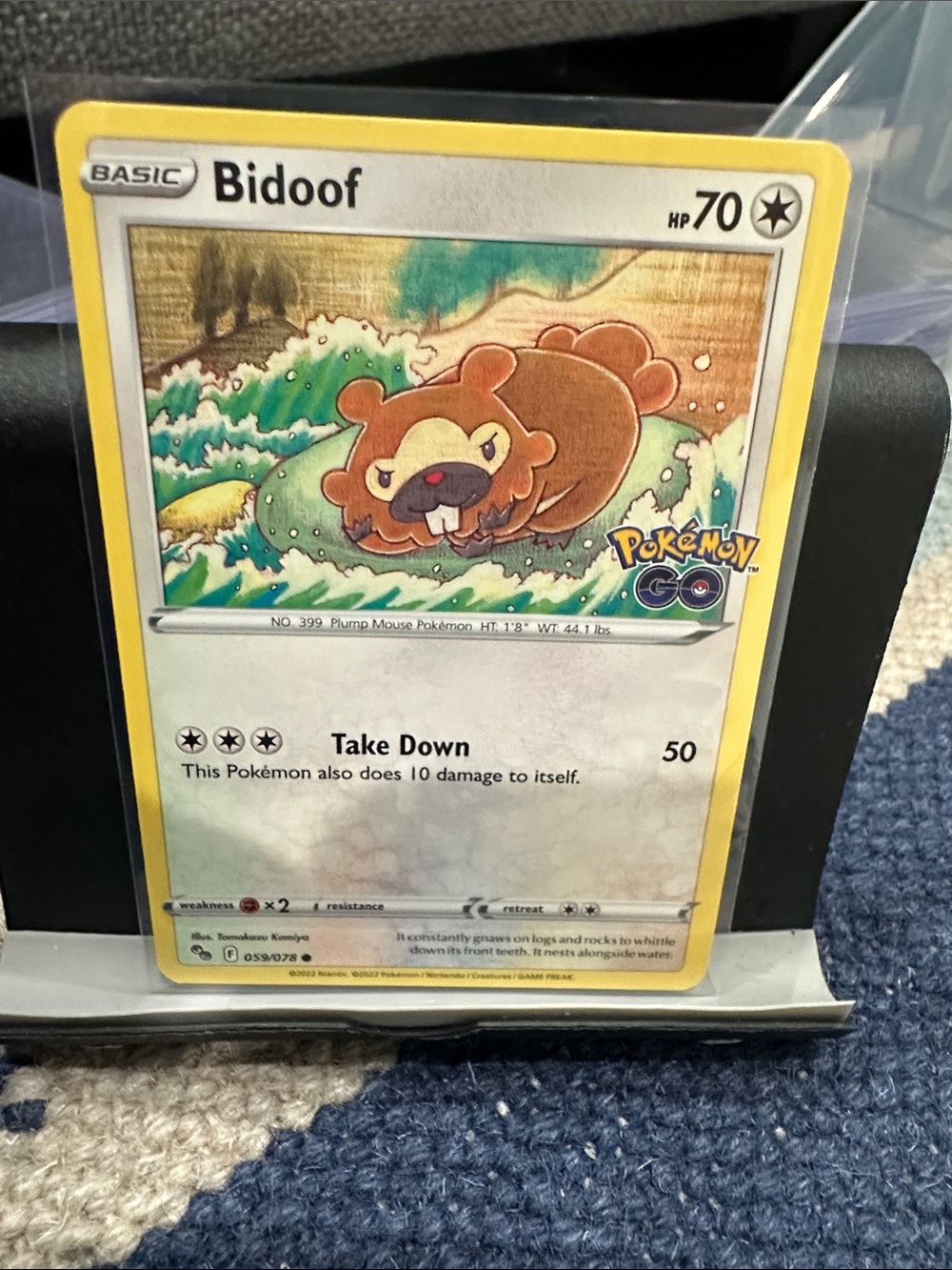 Pokemon Bidoof Card - Yellow Border, Brown Art